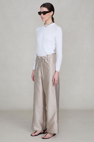 Dupioni Straight Leg Pant Taupe