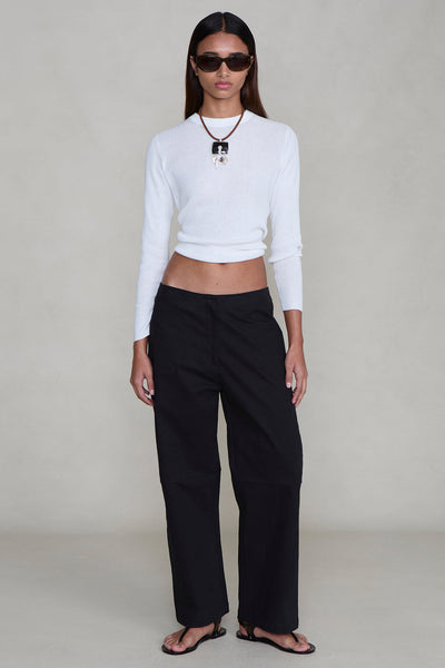 Back Snap Straight Leg Pant Black