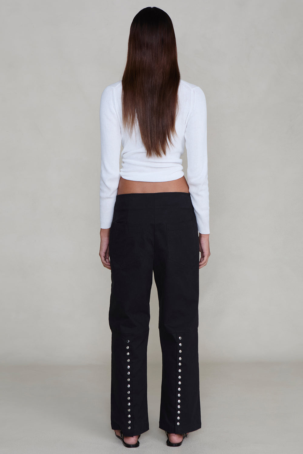 Back Snap Straight Leg Pant Black