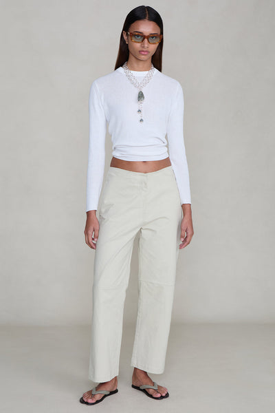 Back Snap Straight Leg Pant Bone