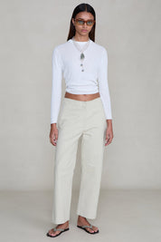 Back Snap Straight Leg Pant Bone