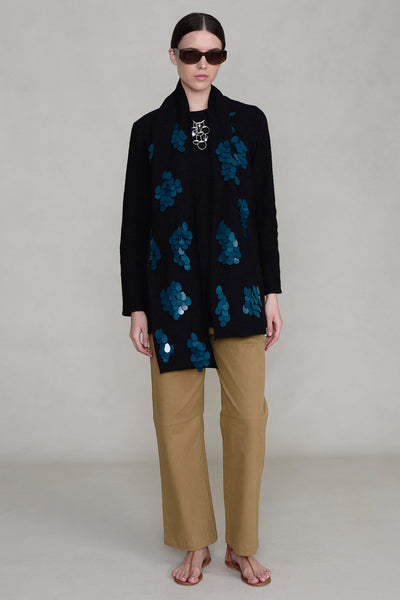 Sequin Wool Scarf Black