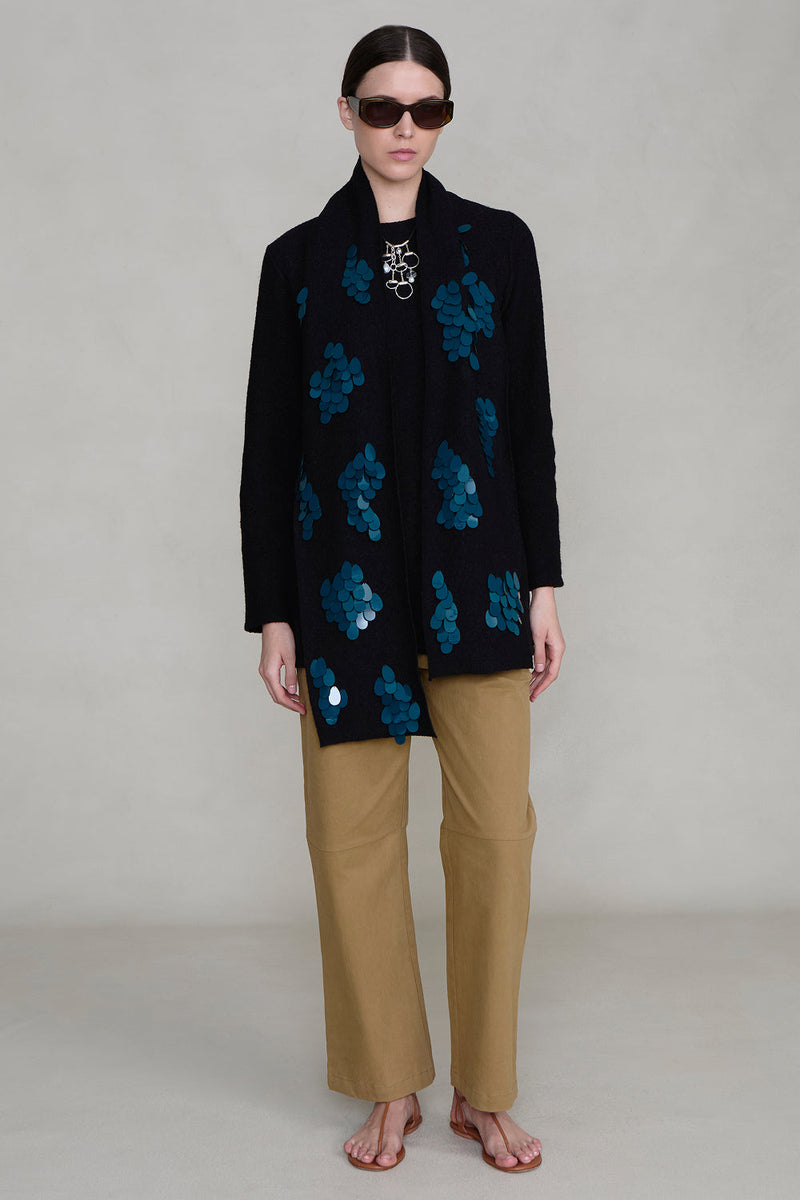 Sequin Wool Scarf Black