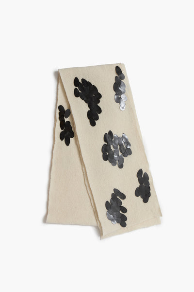 Sequin Wool Scarf Ivory