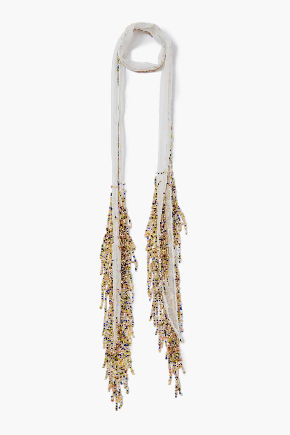 Chan Luu Beaded Skinny Scarf Eggshell