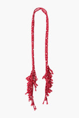 Fringe Skinny Scarf Red Warped Plaid