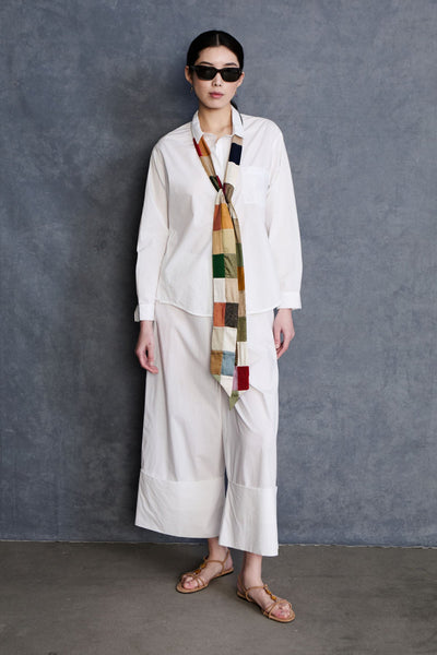 Exaggerated Silk Tie Scarf Patchwork