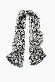 Beaded Silk Scarf Black
