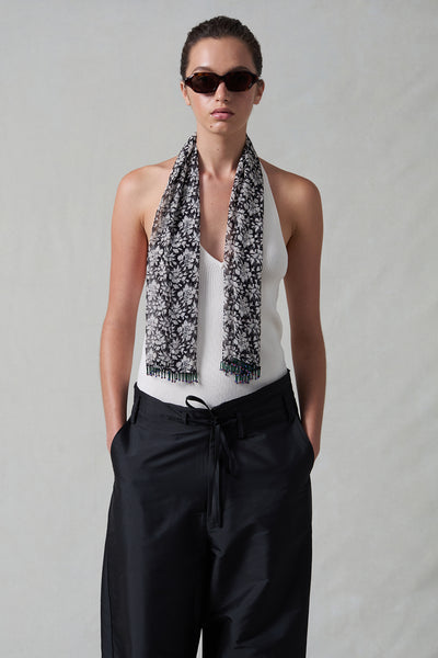 Beaded Silk Scarf Black