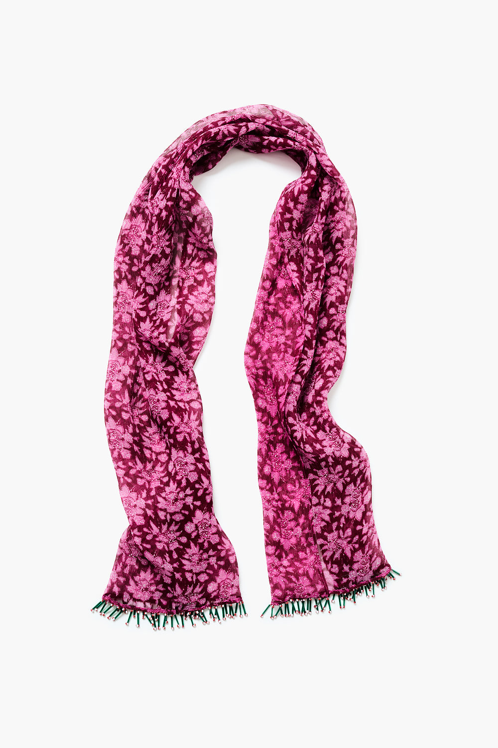 小物 mame Hand Printed Silk Scarf - pink Beaded Silk Scarf Pink – Chan Luu