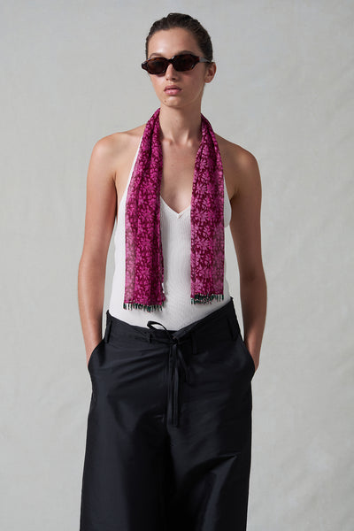 Beaded Silk Scarf Pink