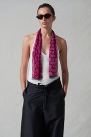 Beaded Silk Scarf Pink
