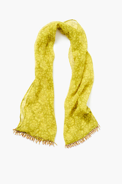 Beaded Silk Scarf Yellow