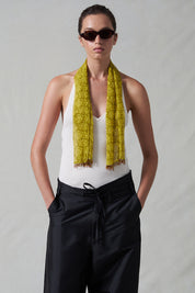 Beaded Silk Scarf Yellow