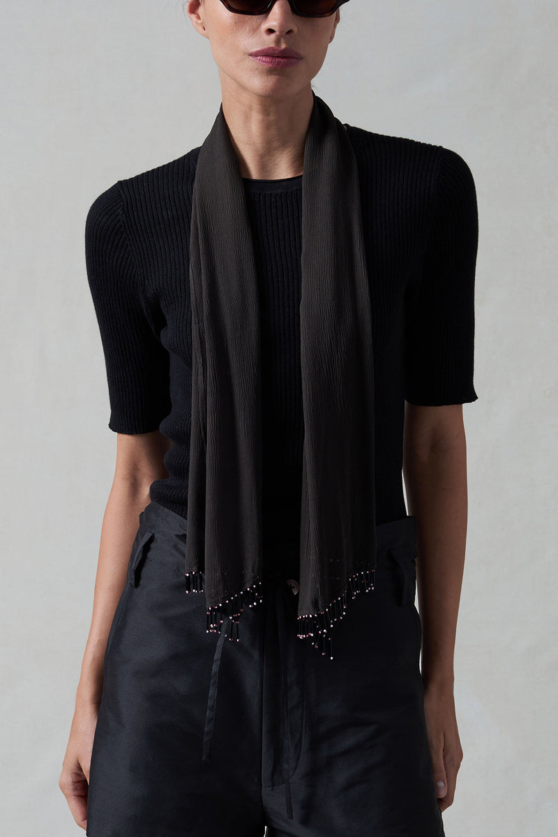 Beaded Silk Scarf Earth