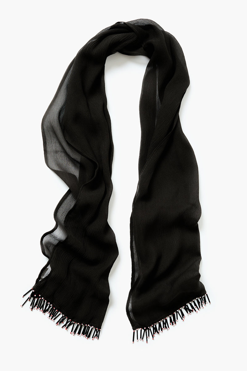 Beaded Silk Scarf Earth