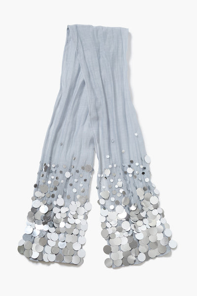 Sequin Cotton Silk Scarf Fog