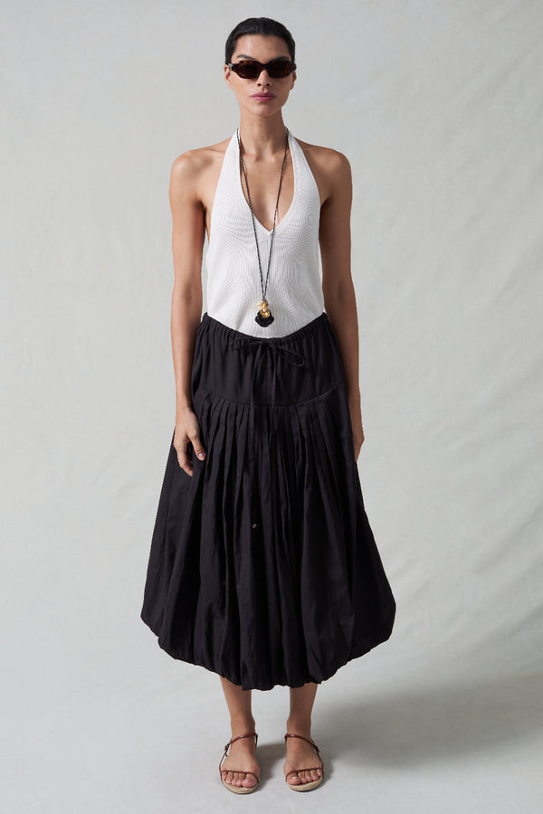 Million Pleats Bubble Skirt Black