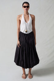 Million Pleats Bubble Skirt Black