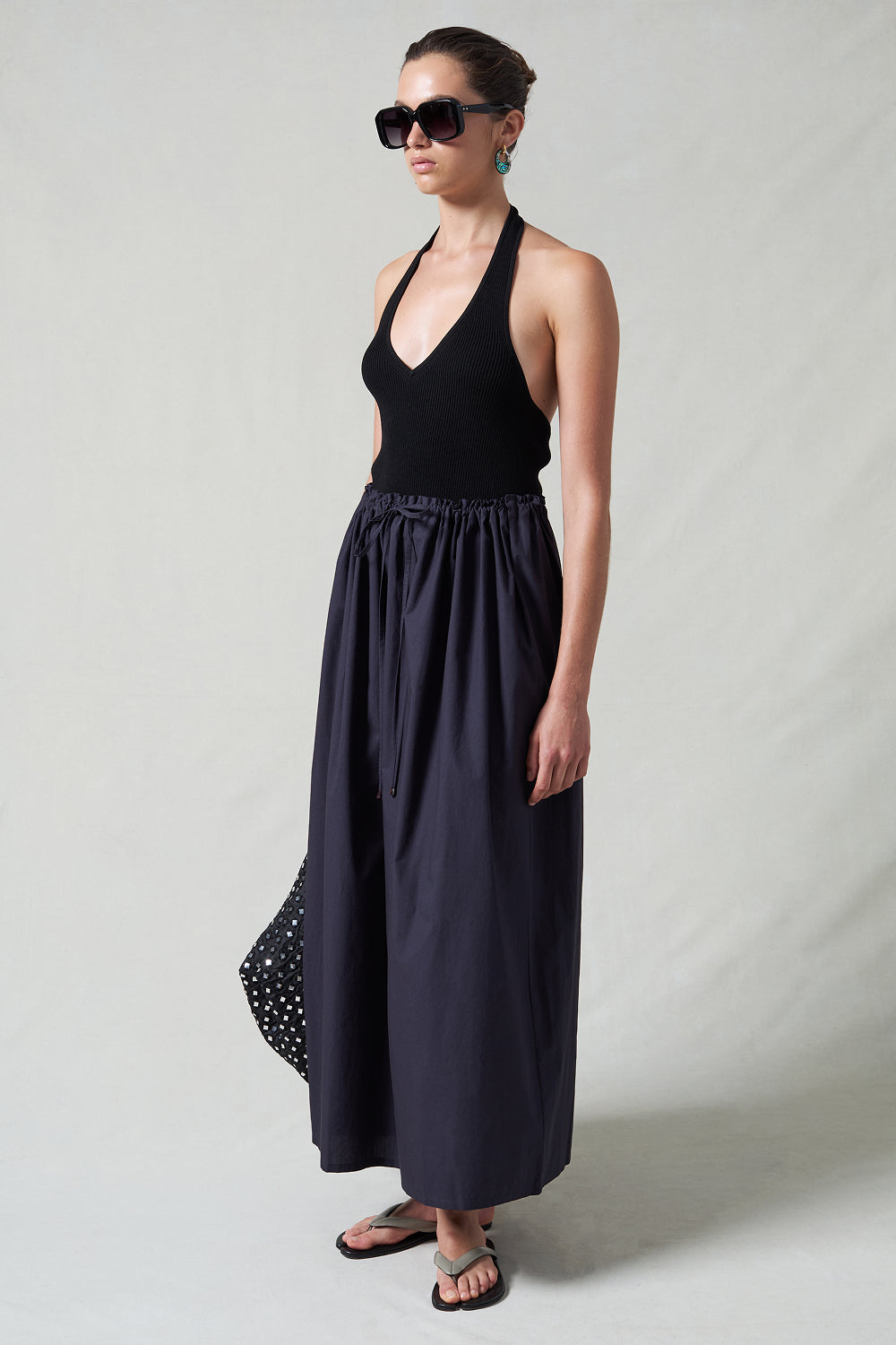 Poplin Column Skirt Midnight Navy – Chan Luu