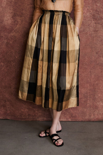 Elsa Silk Ballet Skirt Gold Check