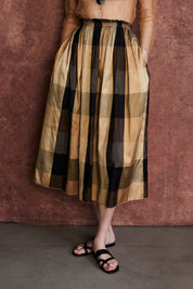 Elsa Silk Ballet Skirt Gold Check