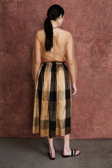 Elsa Silk Ballet Skirt Gold Check