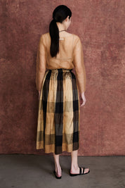 Elsa Silk Ballet Skirt Gold Check