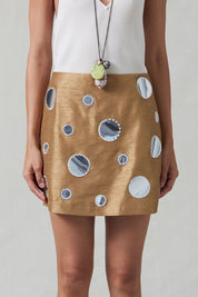 Mirror Mini Skirt Camel