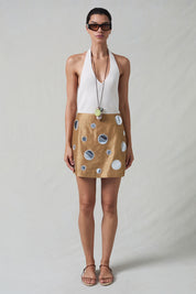 Mirror Mini Skirt Camel