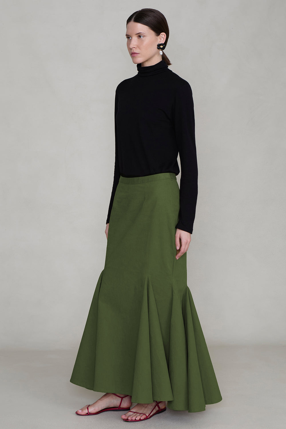 Godet Skirt Army Green