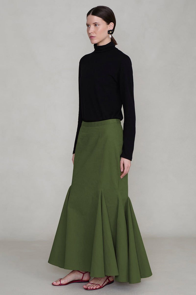 Godet Skirt Army Green