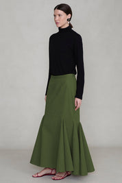 Godet Skirt Army Green