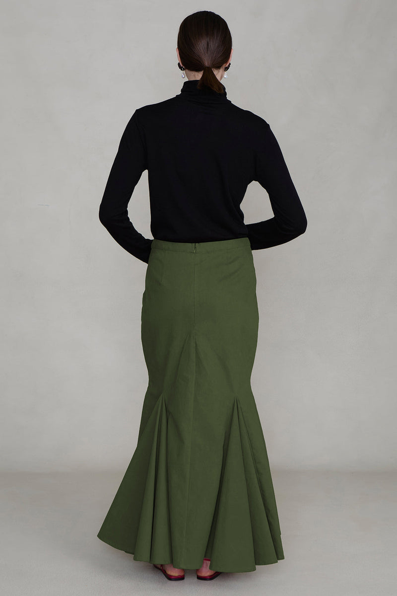 Godet Skirt Army Green