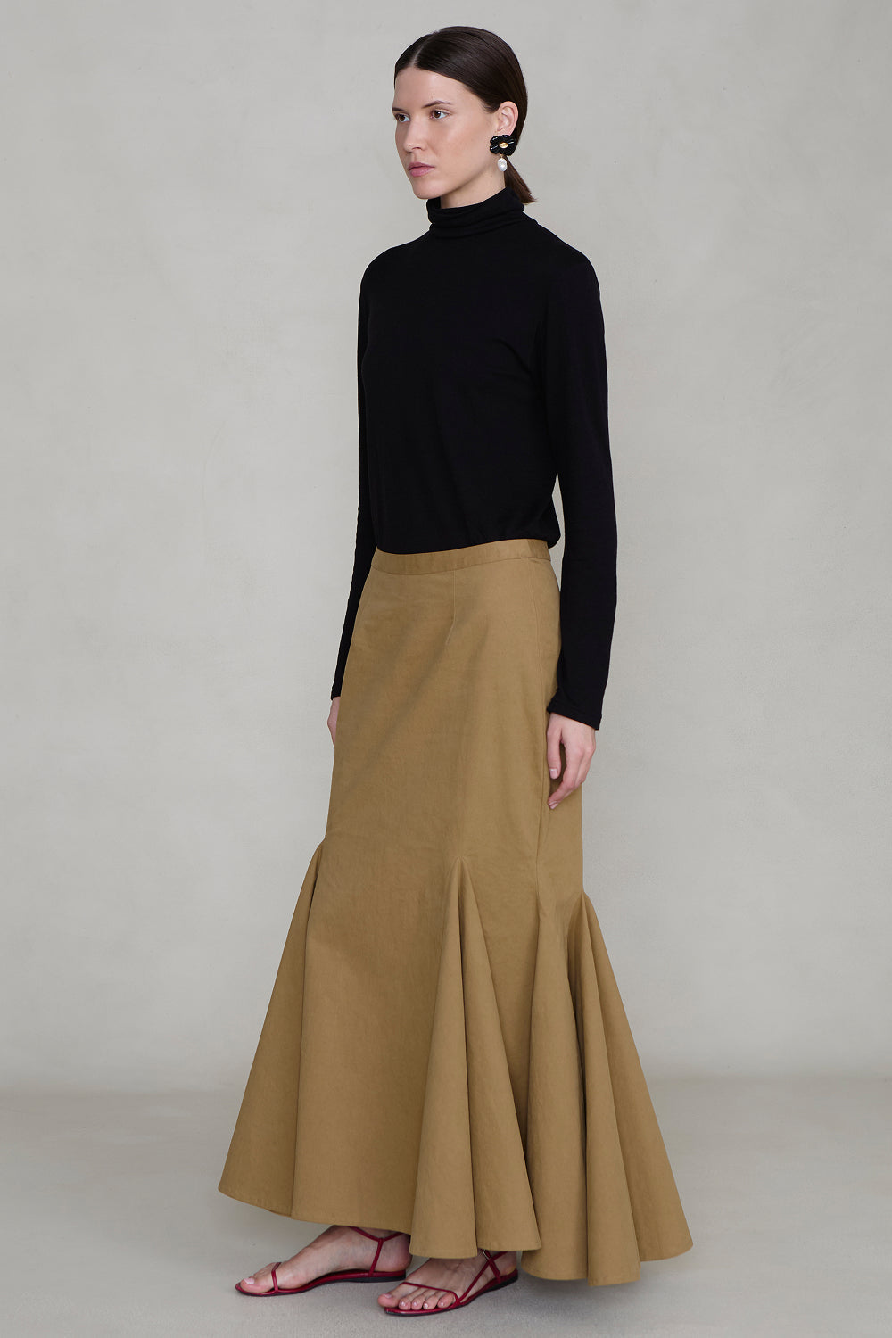 Godet Skirt Khaki