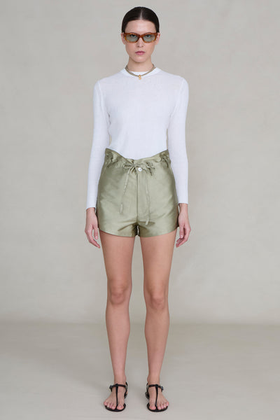 Techno Taffeta Shorts Sage