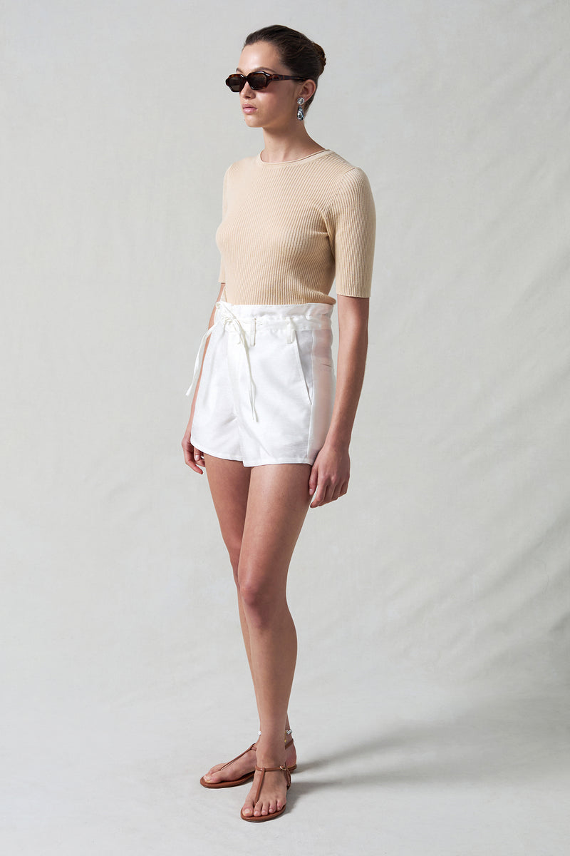 Dupioni Shorts White