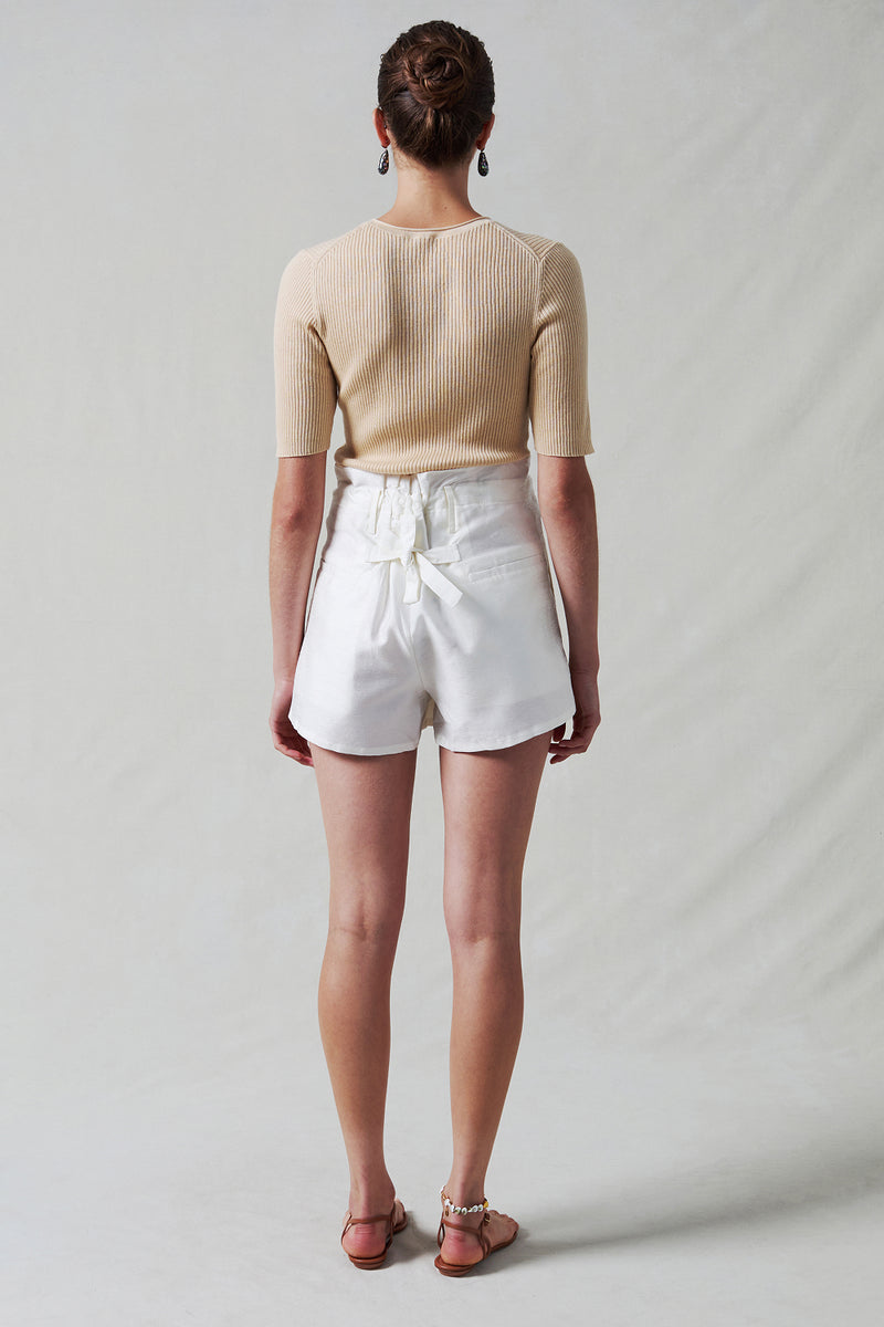 Dupioni Shorts White