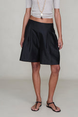 Techno Taffeta Ultra Wide Leg Shorts Black