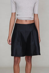 Techno Taffeta Ultra Wide Leg Shorts Black