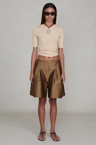 Techno Taffeta Long Shorts Bronze