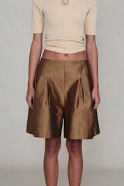 Techno Taffeta Long Shorts Bronze