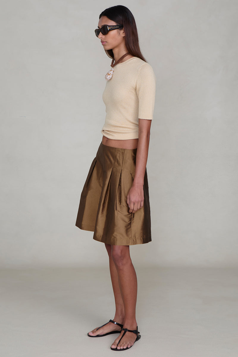 Techno Taffeta Long Shorts Bronze