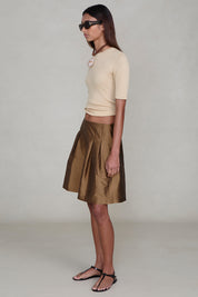 Techno Taffeta Long Shorts Bronze