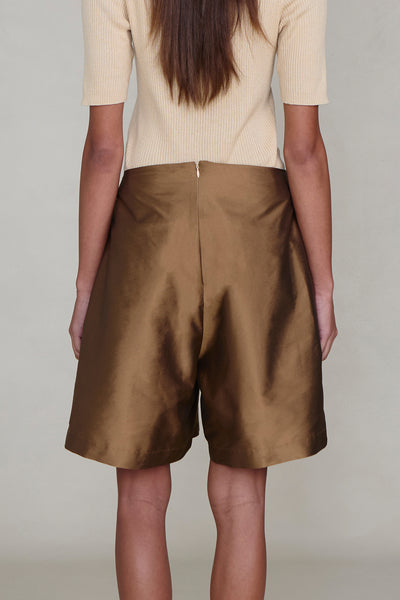 Techno Taffeta Long Shorts Bronze