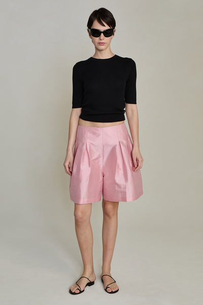 Techno Taffeta Long Shorts Rose