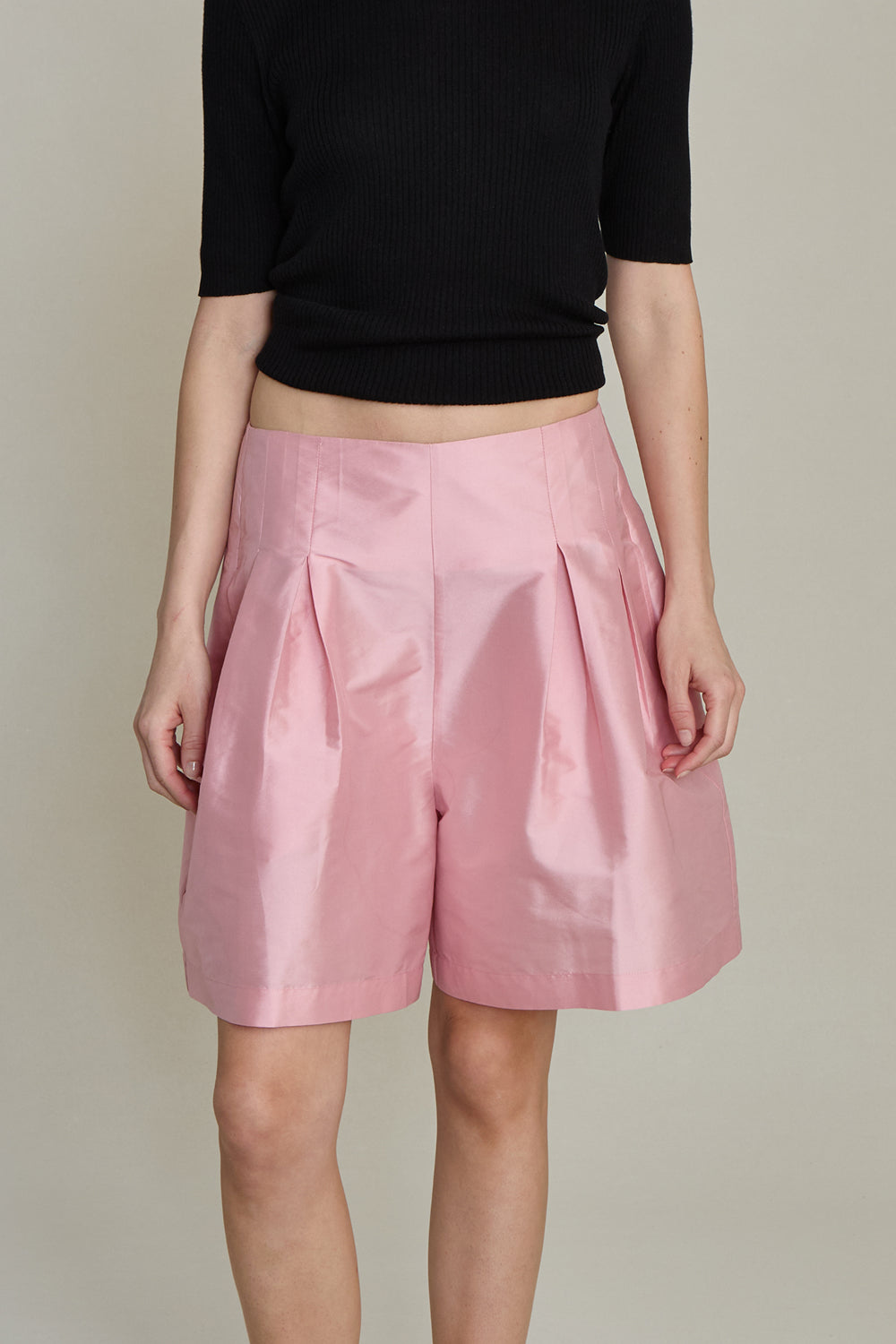 Techno Taffeta Long Shorts Rose – Chan Luu