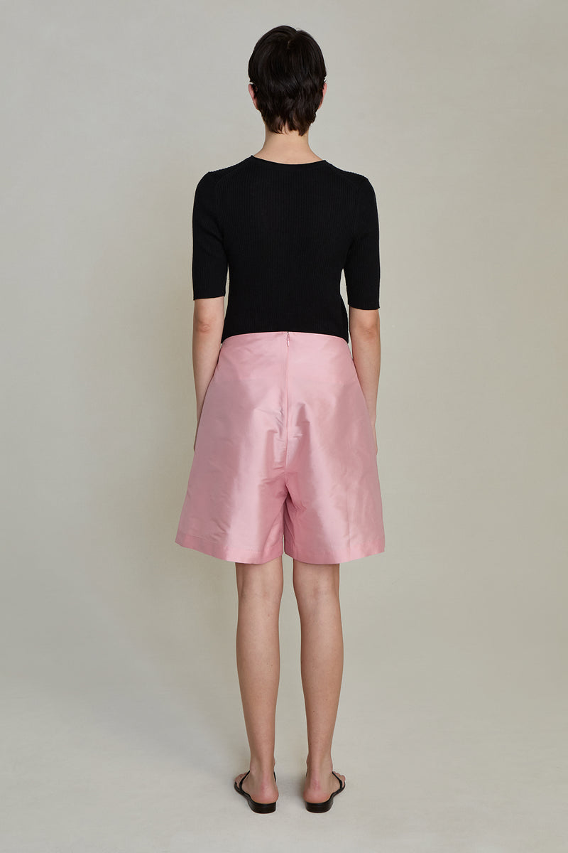 Techno Taffeta Long Shorts Rose