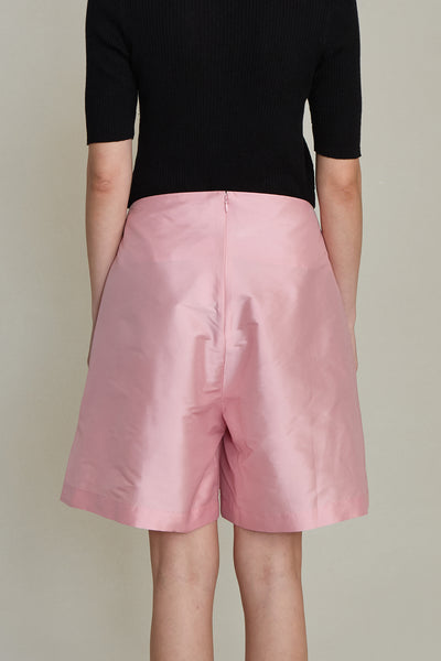 Techno Taffeta Long Shorts Rose