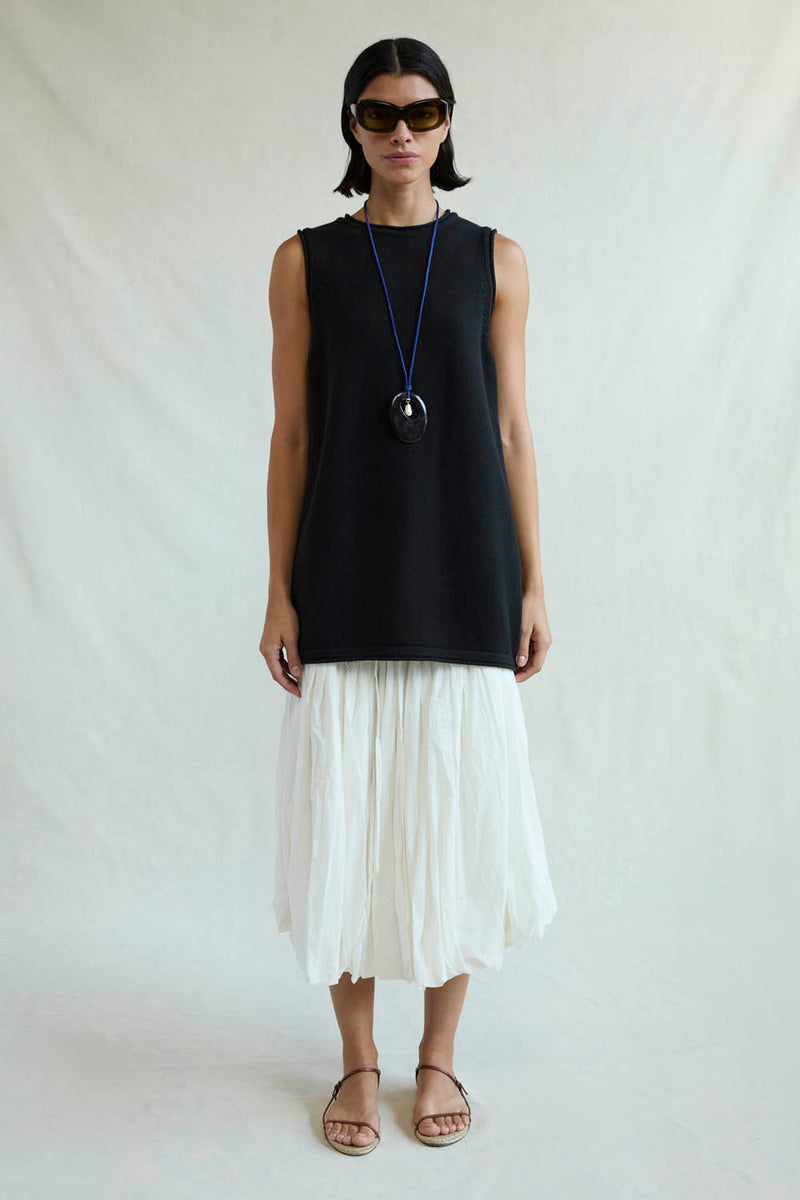 Exaggerated Knit Tank Black
